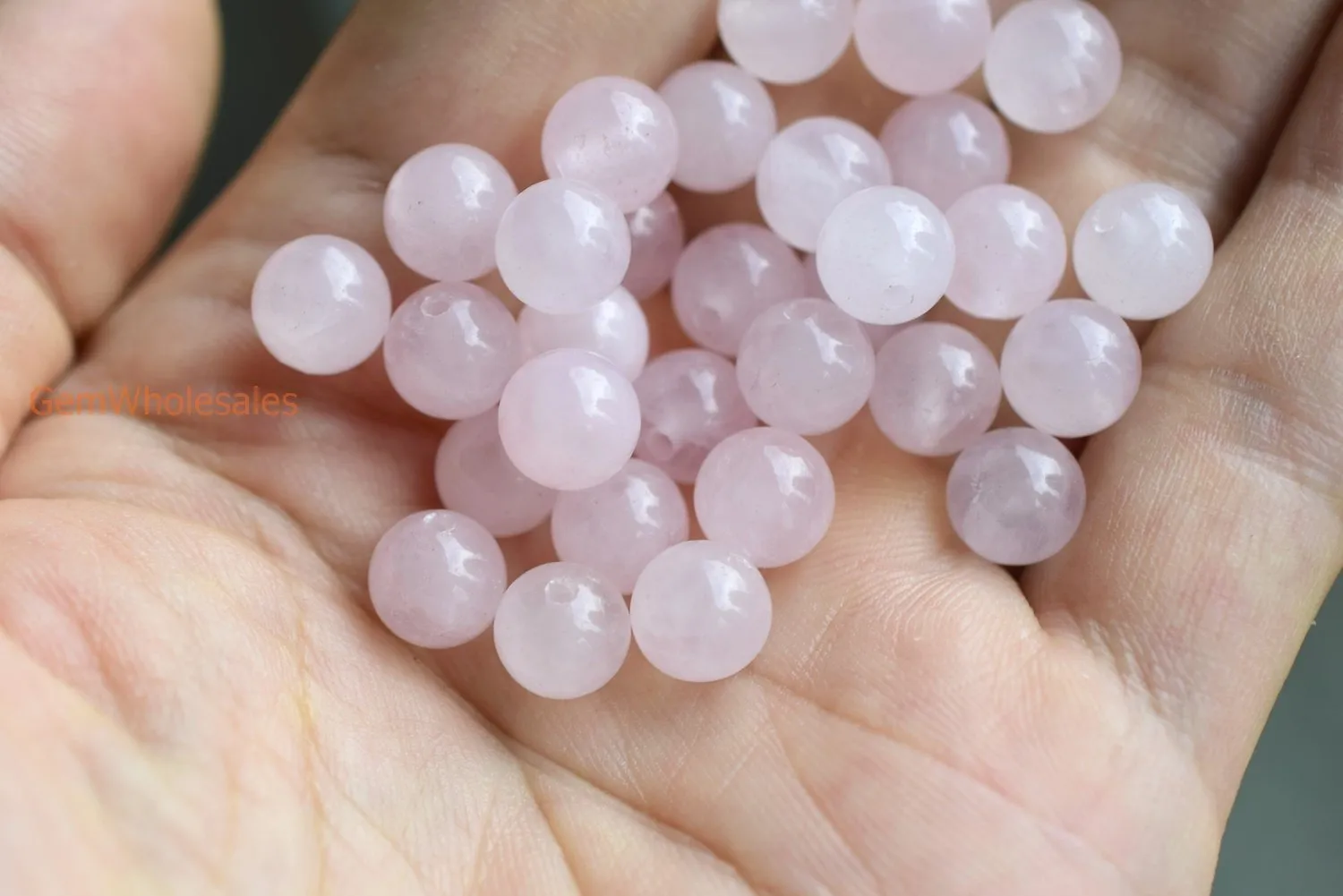 10PCS 10mm Natural Rose quartz half hole drilled round single crystal beads