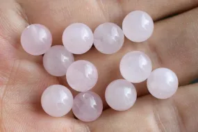 10PCS 10mm Natural Rose quartz half hole drilled round single crystal beads