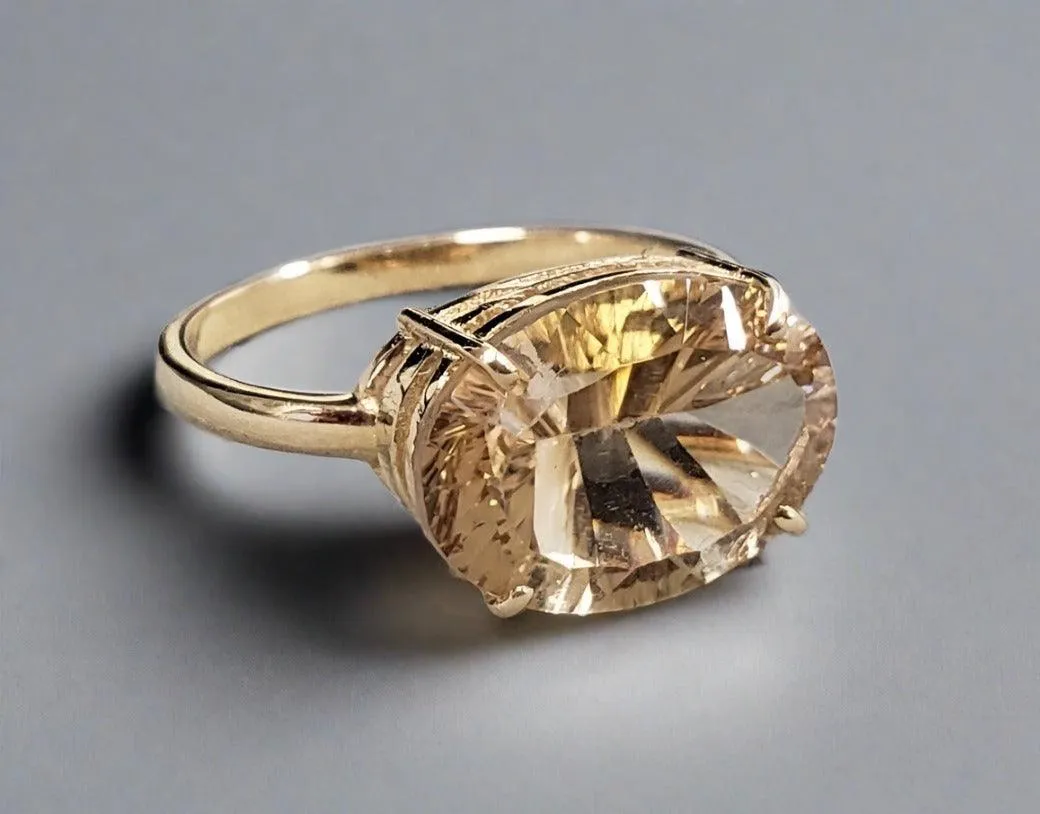 14k Gold Champagne Quartz 14k Gold Ring