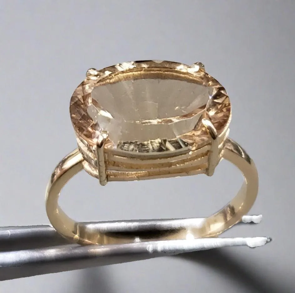 14k Gold Champagne Quartz 14k Gold Ring