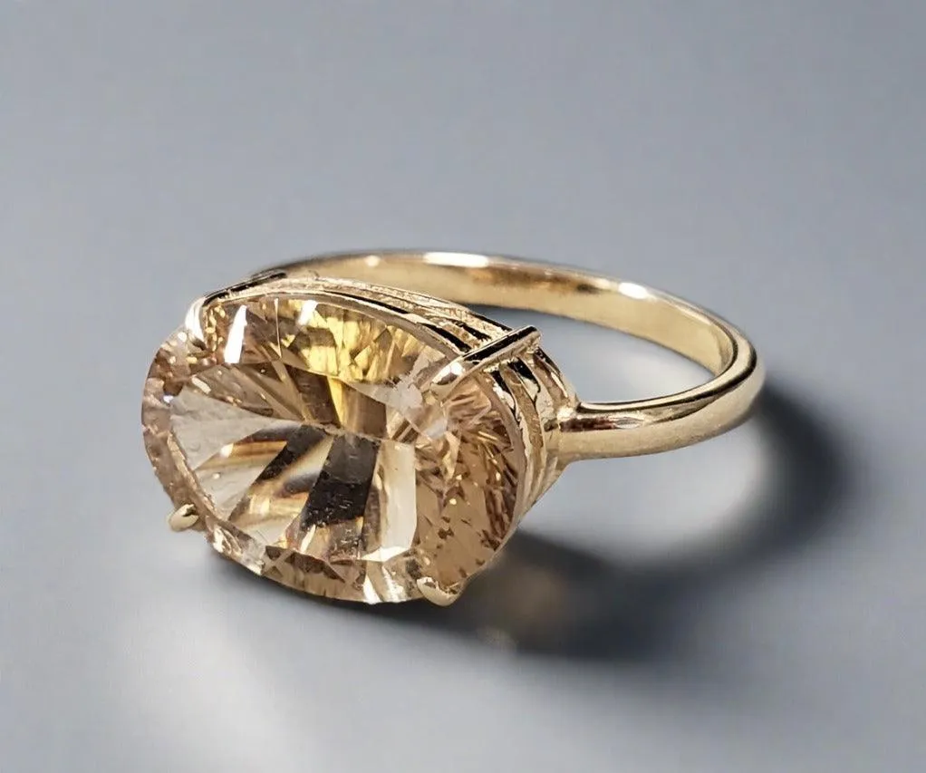 14k Gold Champagne Quartz 14k Gold Ring