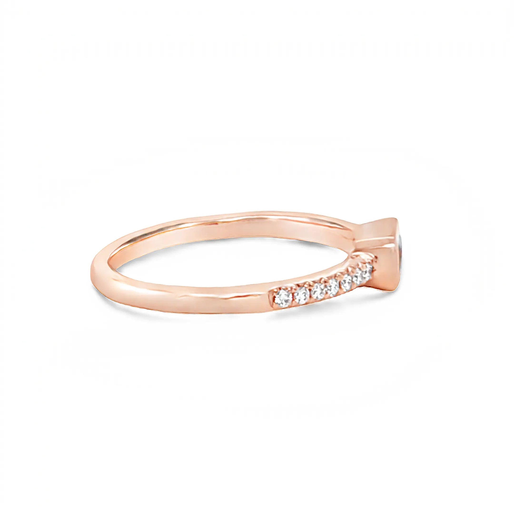 14k Rose Gold Emerald Cut Garnet and Diamond Ring (0.34ct.)