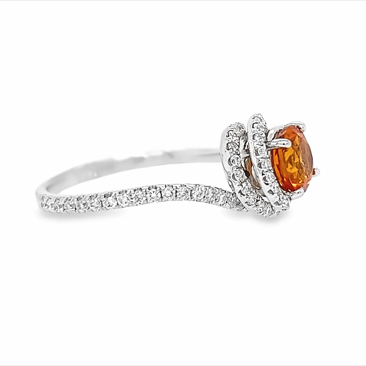 14k White Gold Round Garnet and Diamond Halo Ring (1.24ct.)