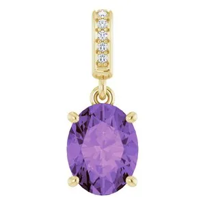 14K White Natural Mozambique Garnet & .03 CTW Natural Diamond Pendant