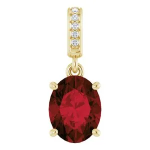 14K White Natural Mozambique Garnet & .03 CTW Natural Diamond Pendant