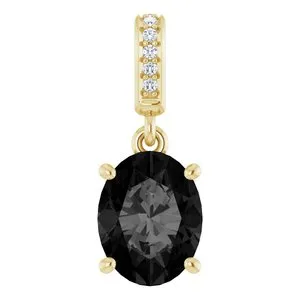 14K White Natural Mozambique Garnet & .03 CTW Natural Diamond Pendant