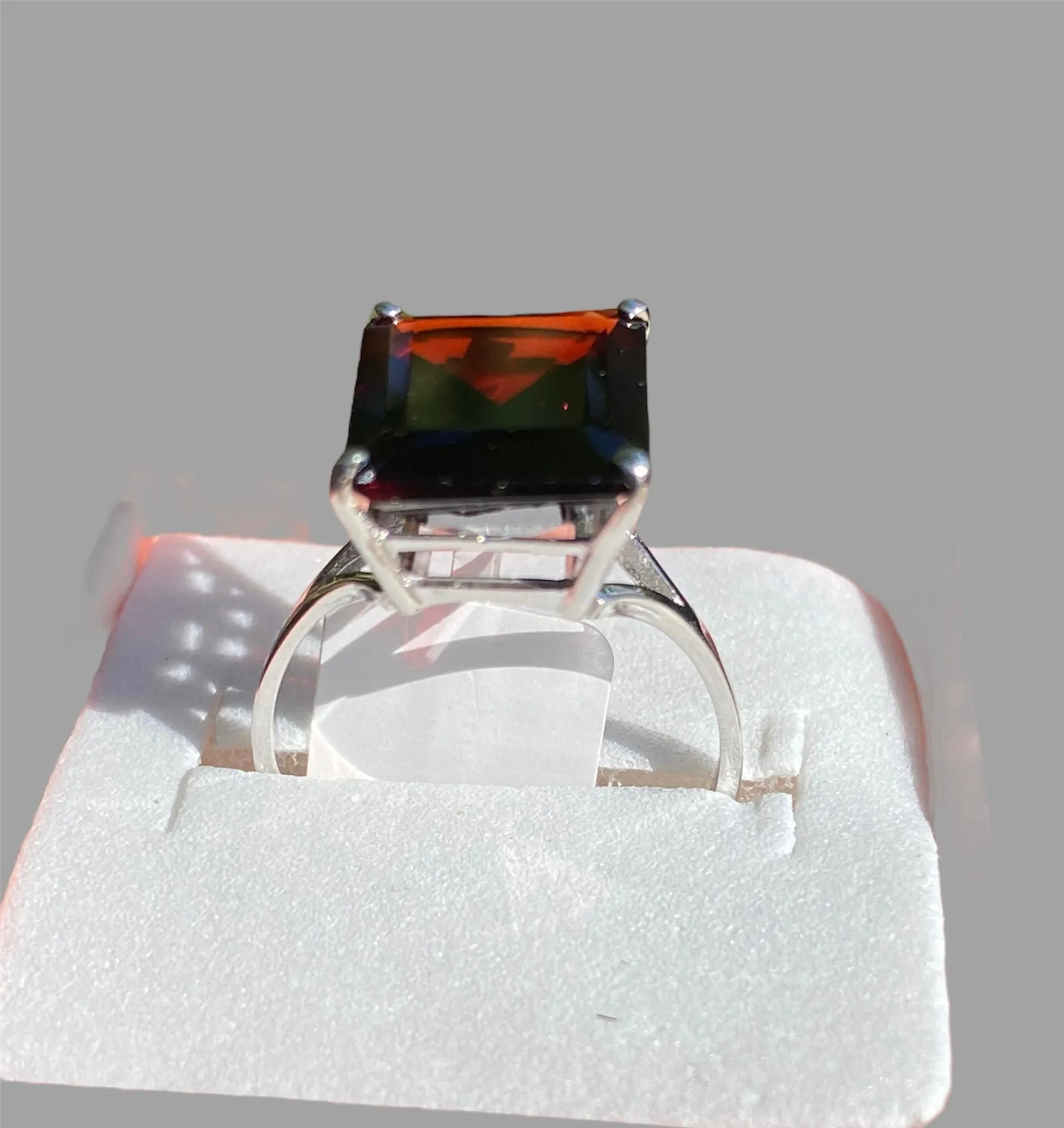 14KT White Gold 7ct Garnet Cocktail Ring