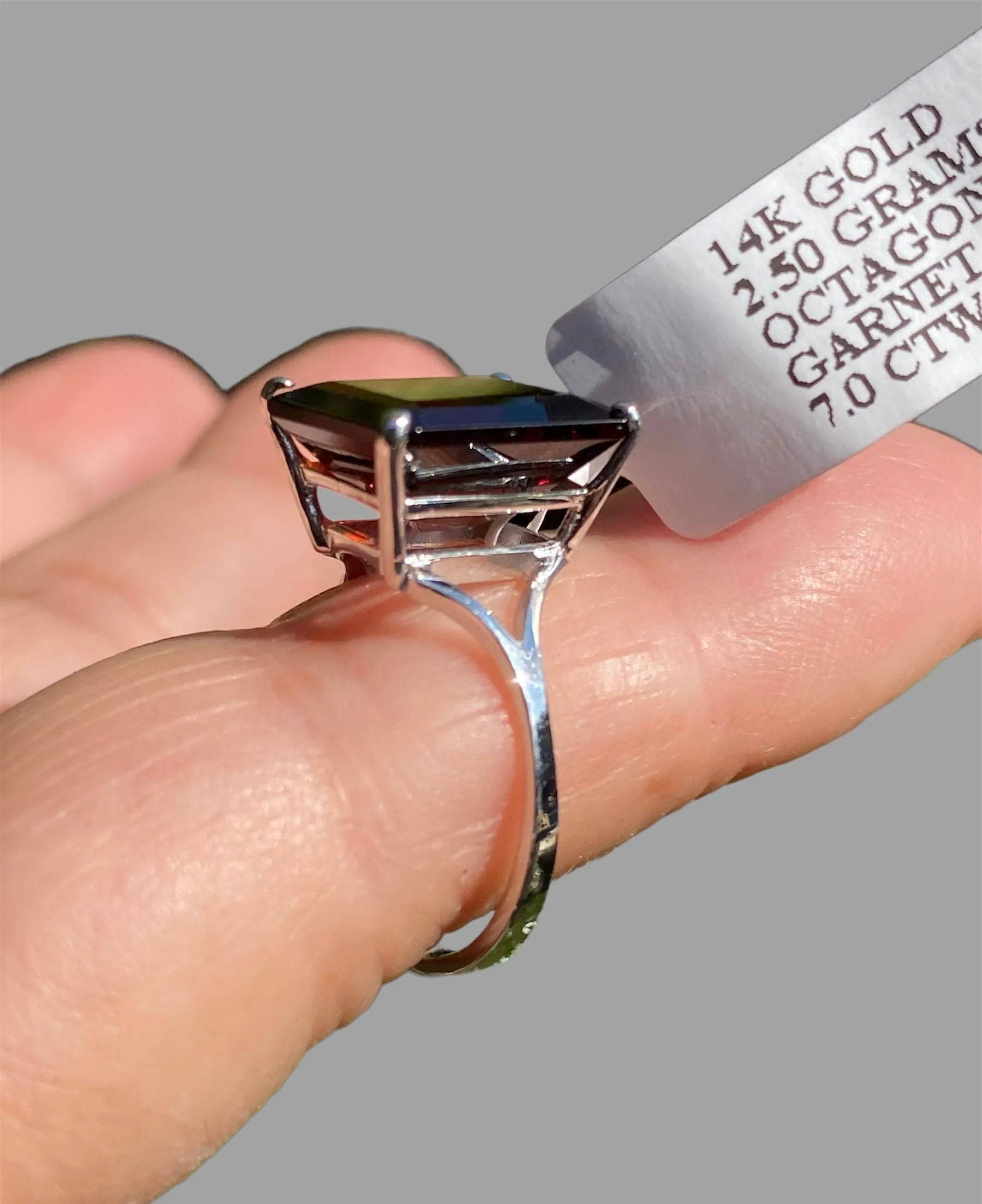 14KT White Gold 7ct Garnet Cocktail Ring