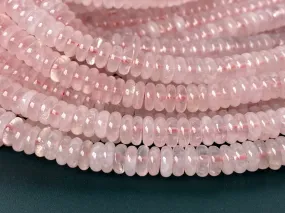 15.25" 2x6mm Natural Rose quartz rondelle heishi spacer beads