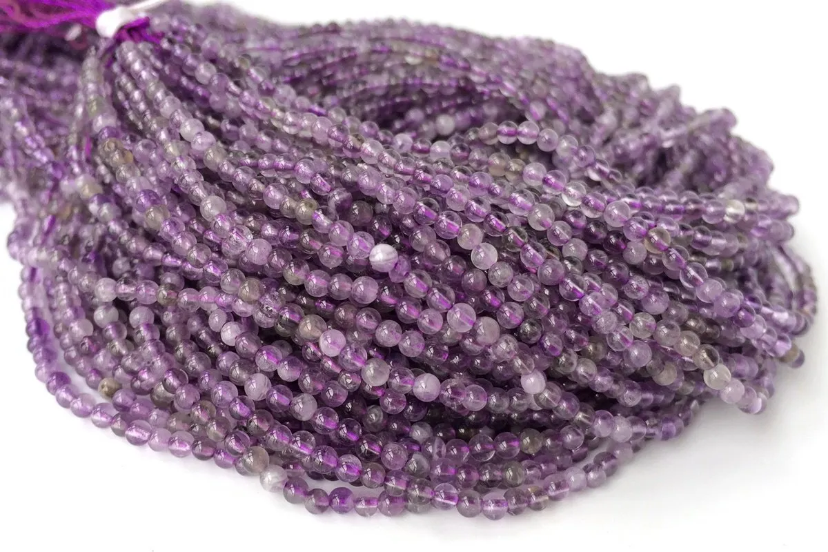 15.5" 2mm Natural amethyst round beads, purple color crystal