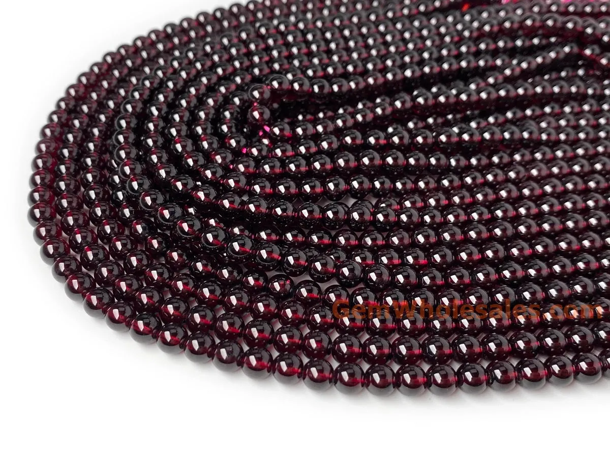 15.5" 6mm AAA Natural Wine Red garnet round gemstone beads Q1
