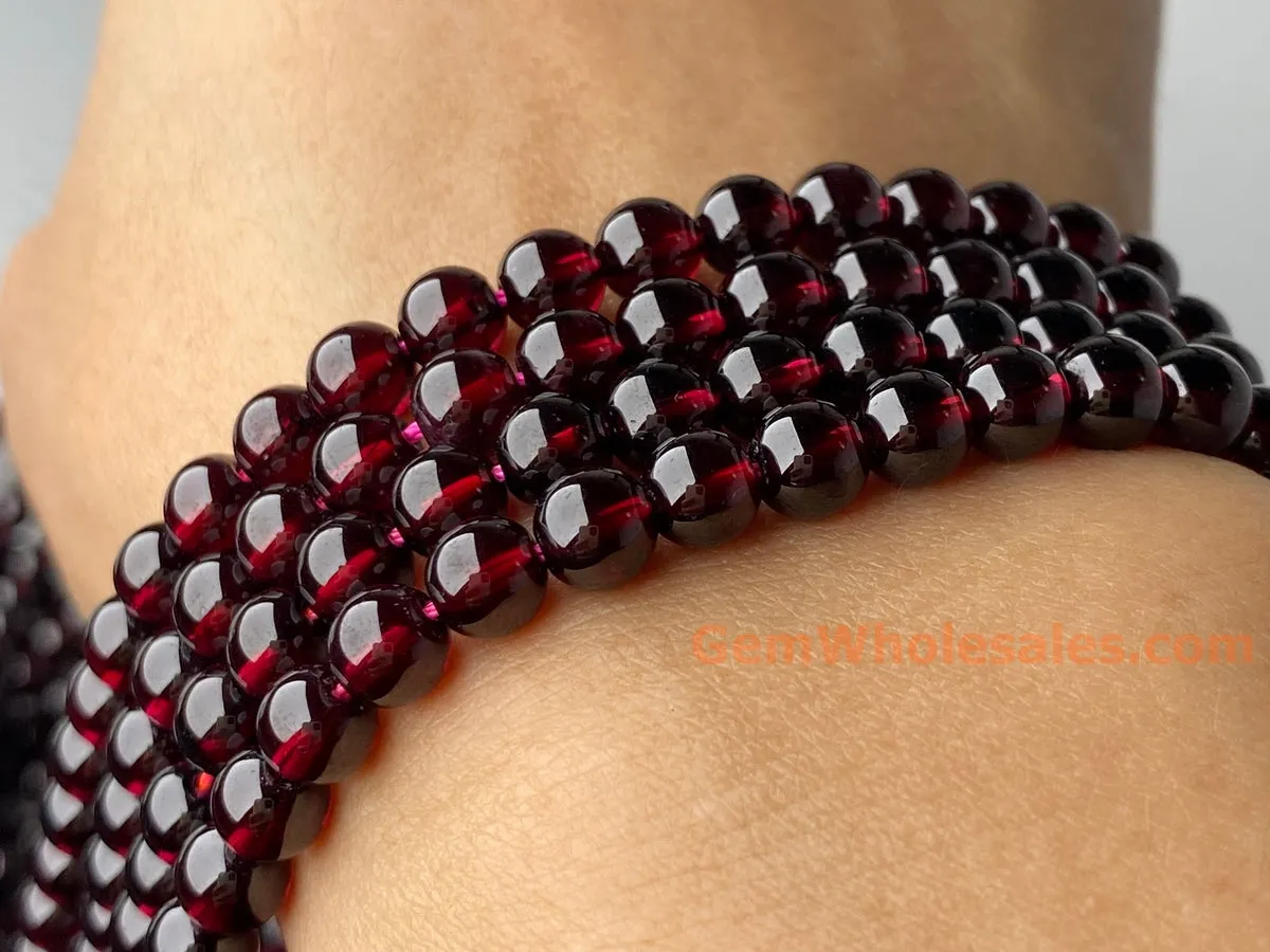 15.5" 6mm AAA Natural Wine Red garnet round gemstone beads Q1