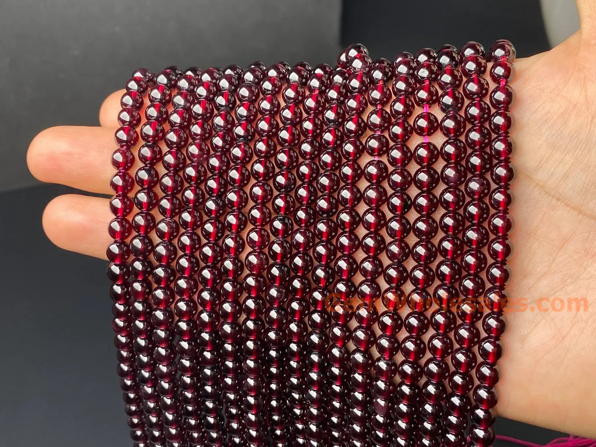 15.5" 6mm AAA Natural Wine Red garnet round gemstone beads Q1