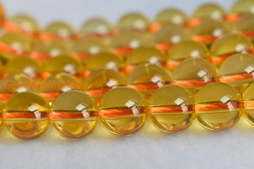 15.5" 6mm Hydrothermal Citrine yellow quartz round beads