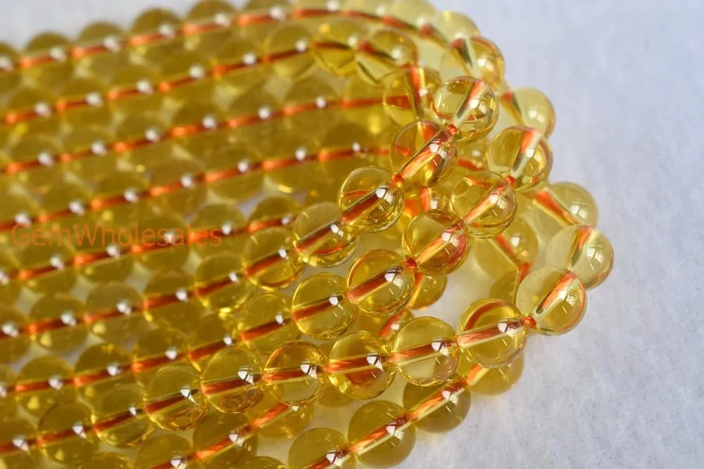15.5" 6mm Hydrothermal Citrine yellow quartz round beads