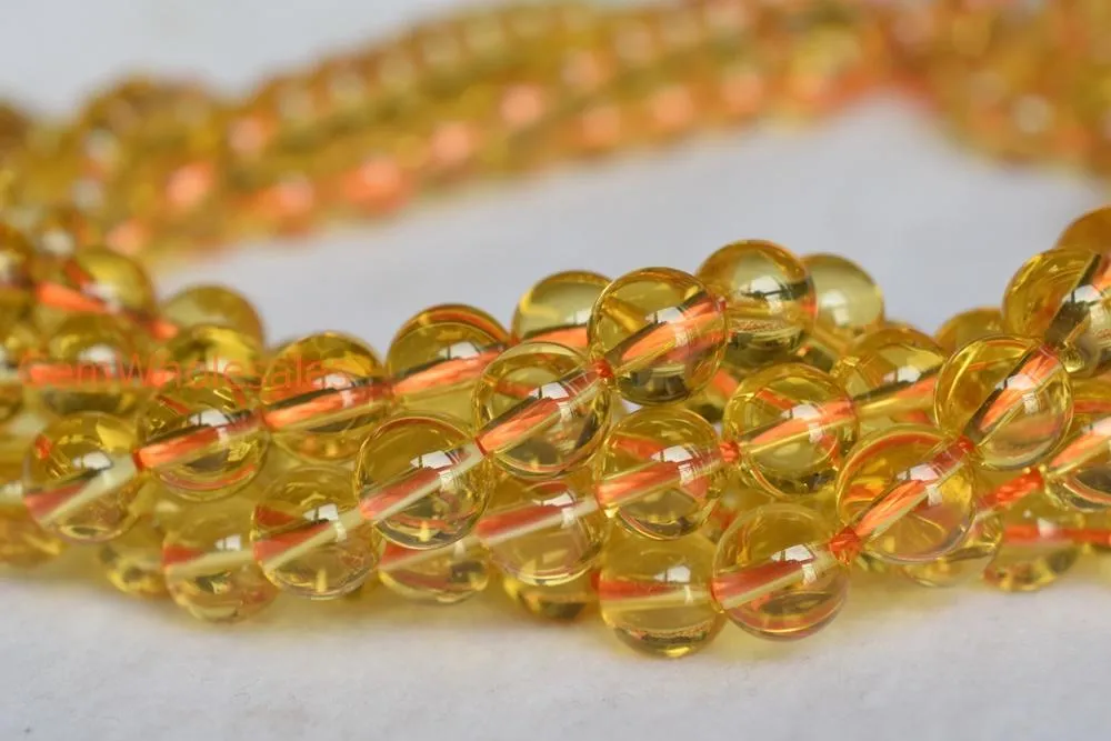 15.5" 6mm Hydrothermal Citrine yellow quartz round beads