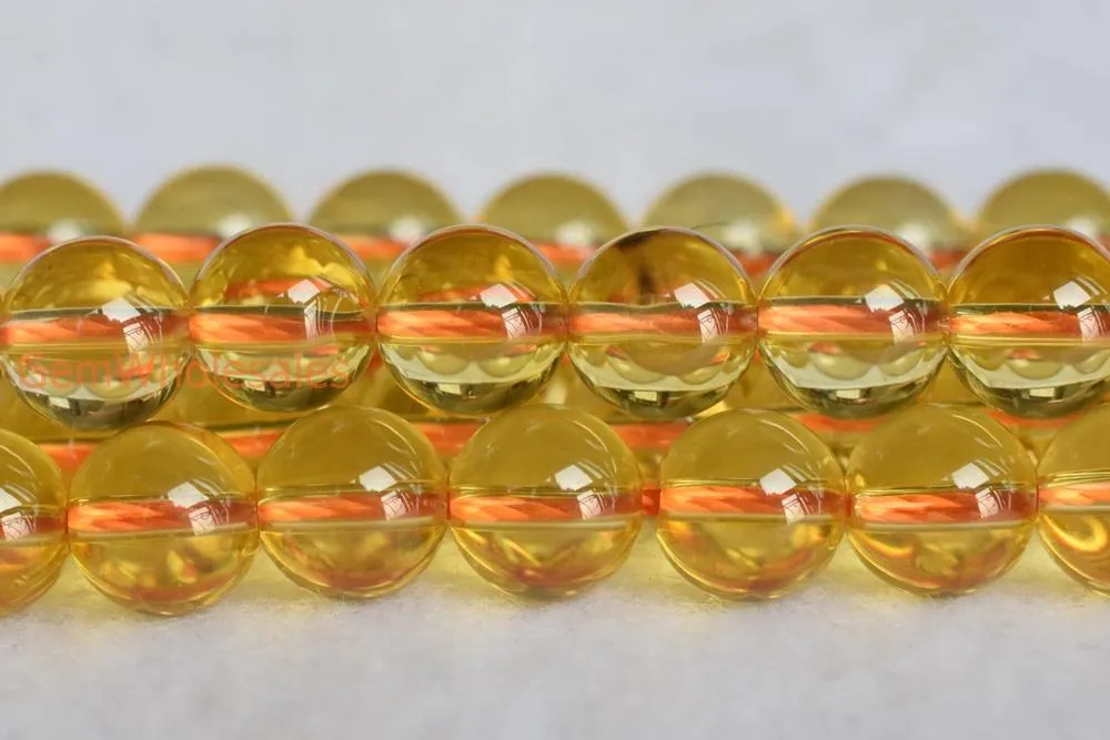 15.5" 6mm Hydrothermal Citrine yellow quartz round beads