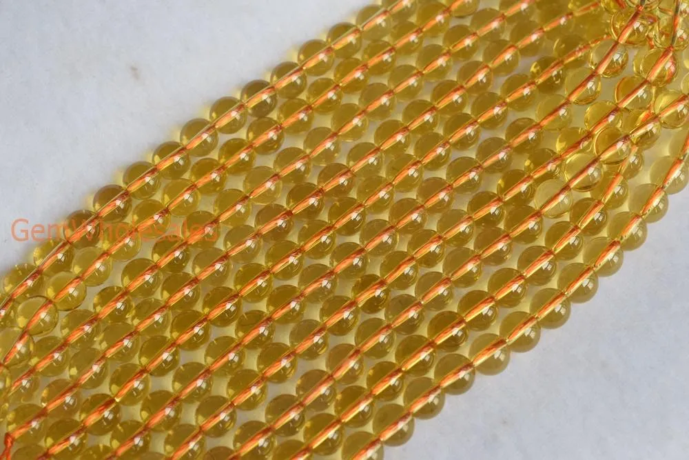 15.5" 6mm Hydrothermal Citrine yellow quartz round beads