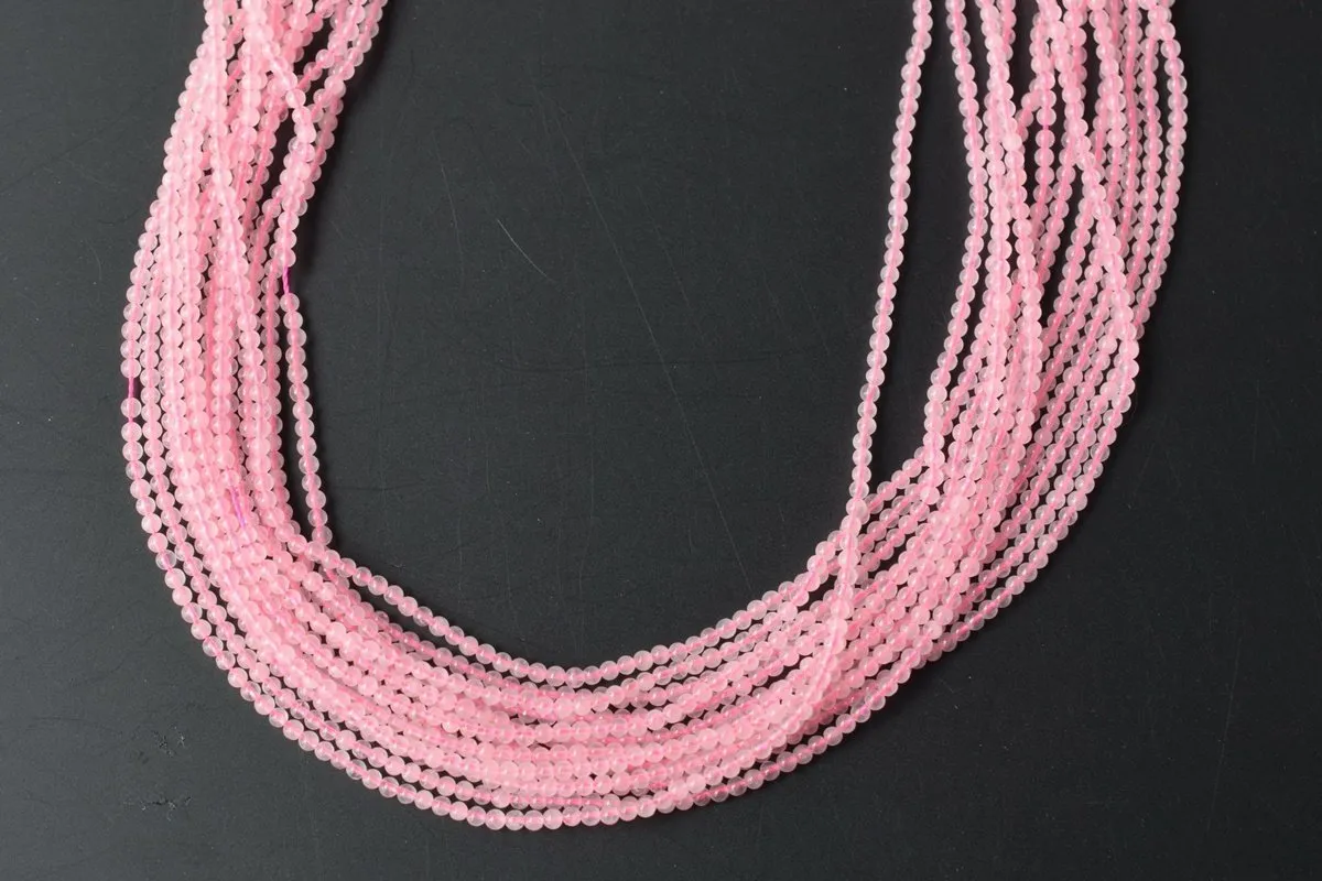 15.5" Natural Rose quartz 2mm round beads,tiny gemstone