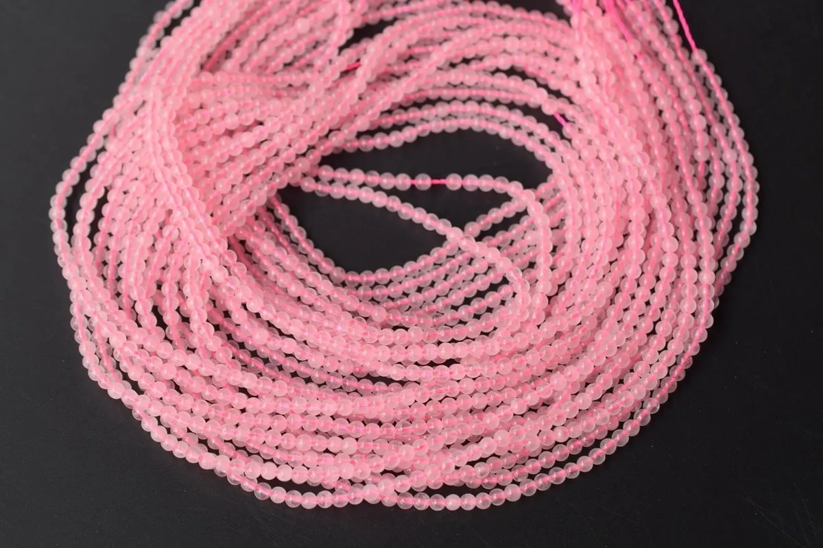 15.5" Natural Rose quartz 2mm round beads,tiny gemstone