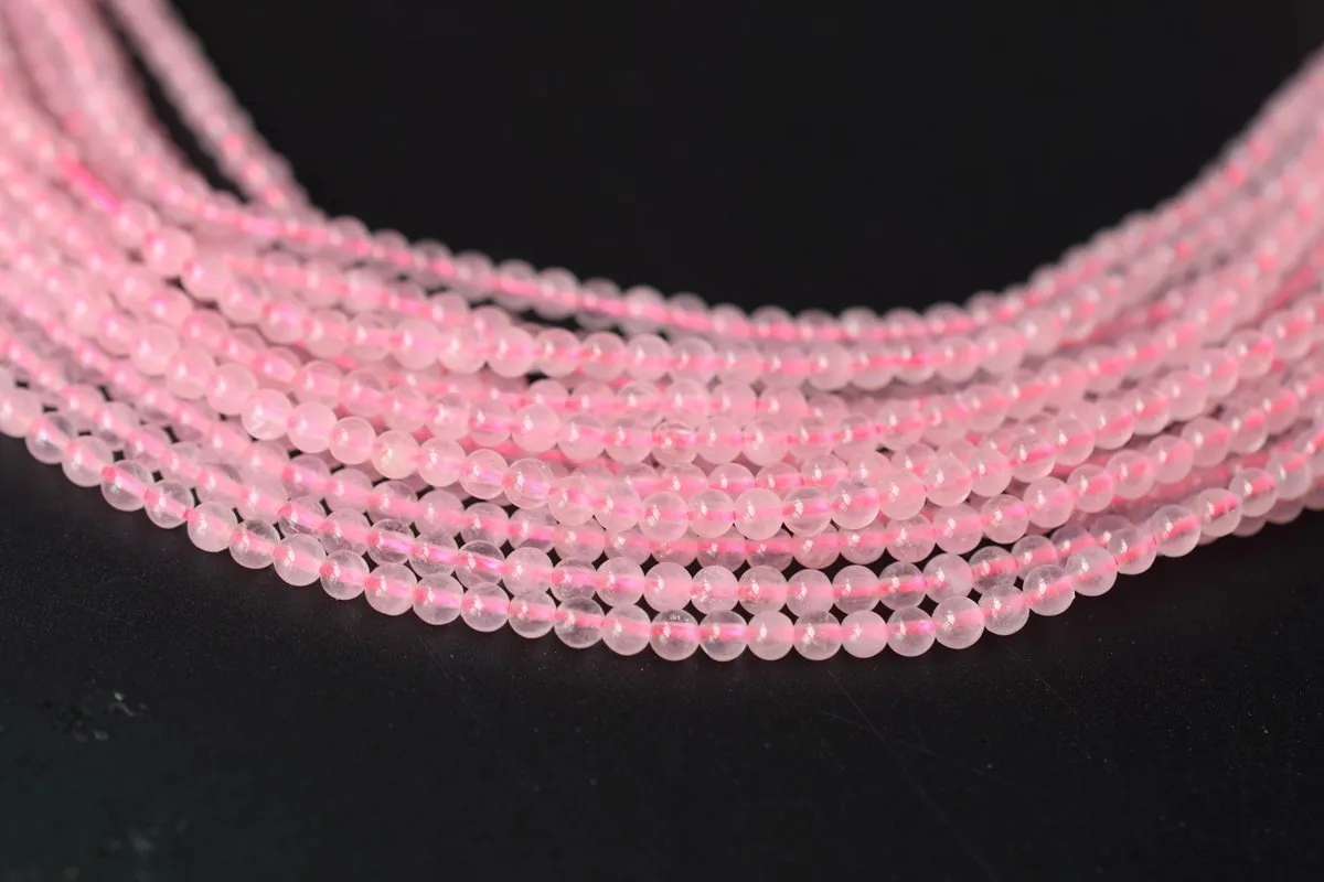 15.5" Natural Rose quartz 2mm round beads,tiny gemstone