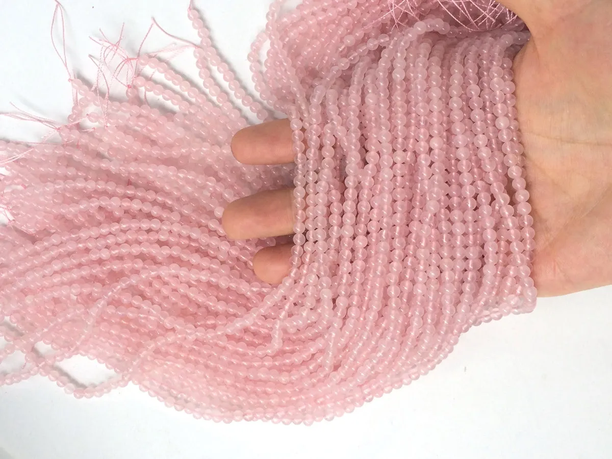 15" 4mm AA Natural Rose quartz round beads, pink crystal