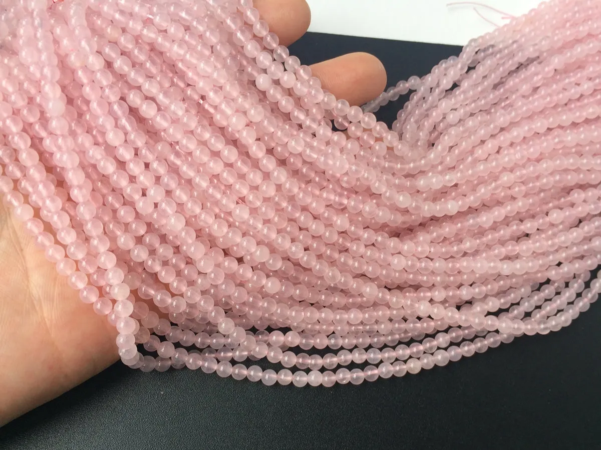 15" 4mm AA Natural Rose quartz round beads, pink crystal