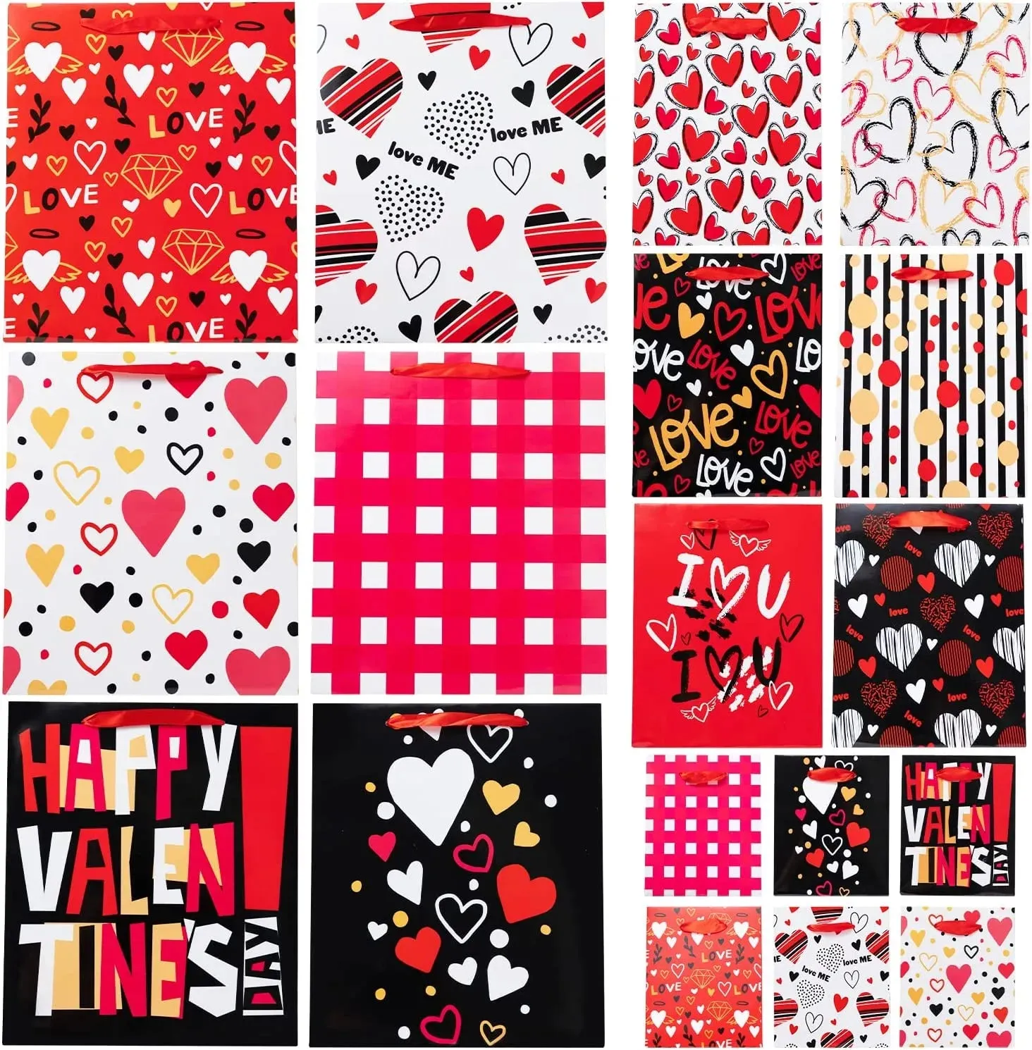18Pcs Heart Art Paper Gift Bags