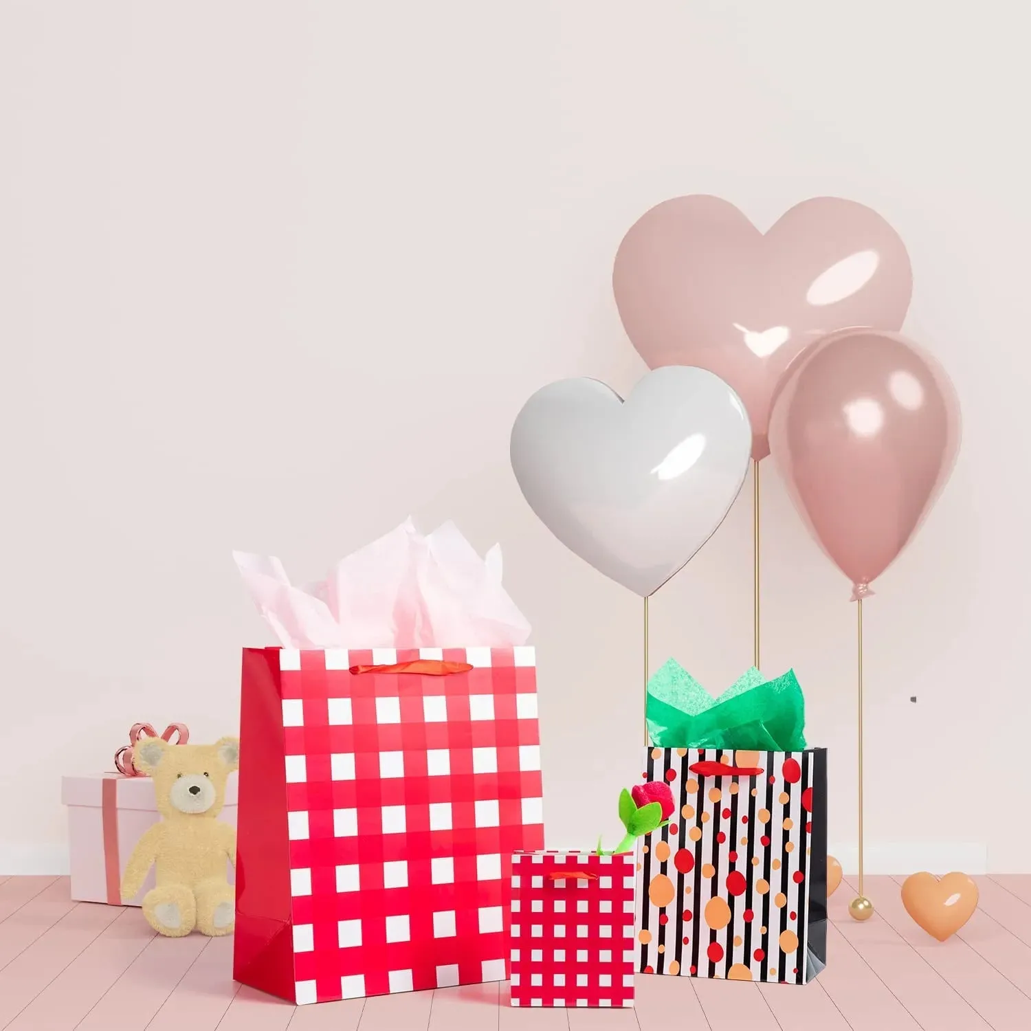 18Pcs Heart Art Paper Gift Bags