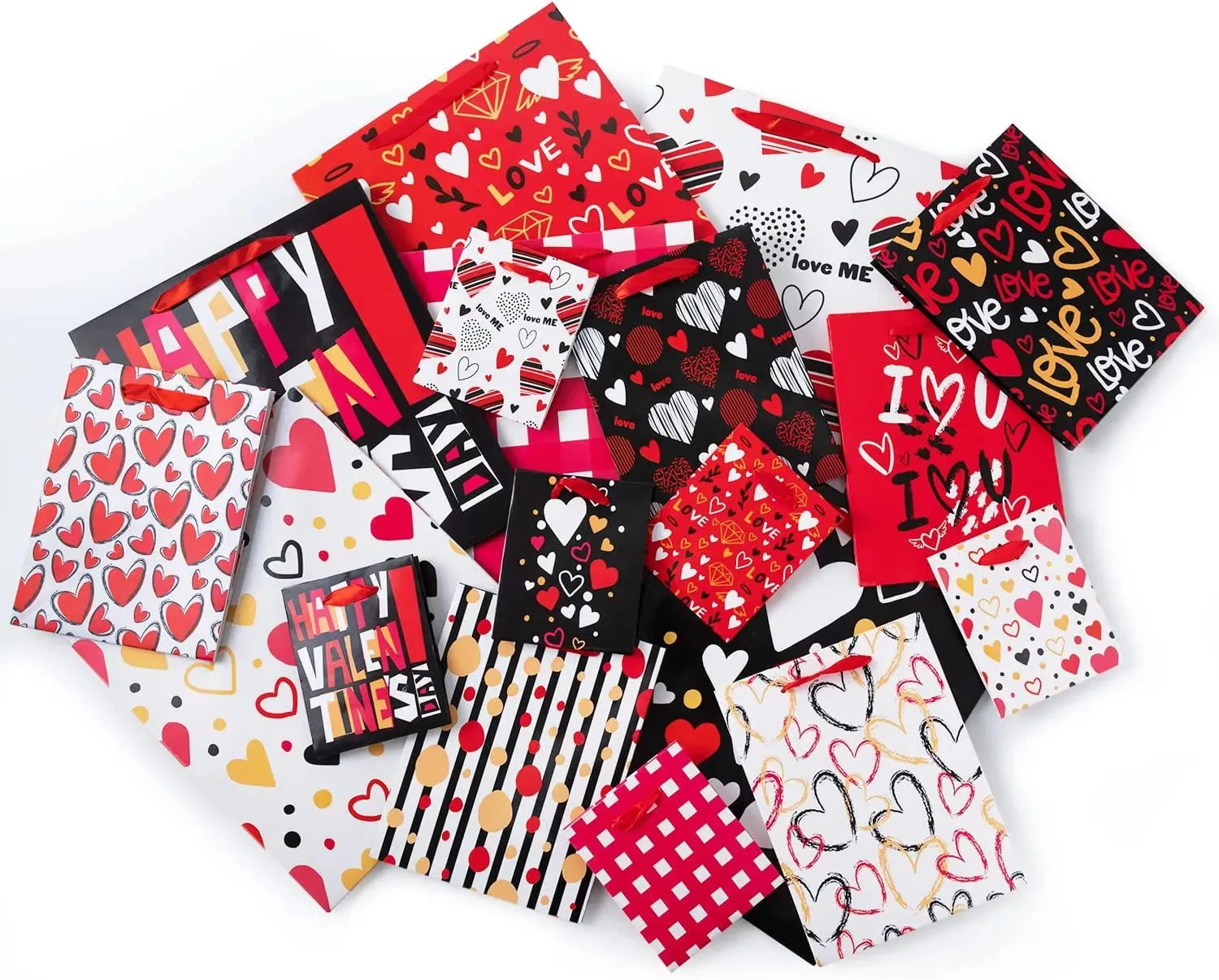 18Pcs Heart Art Paper Gift Bags