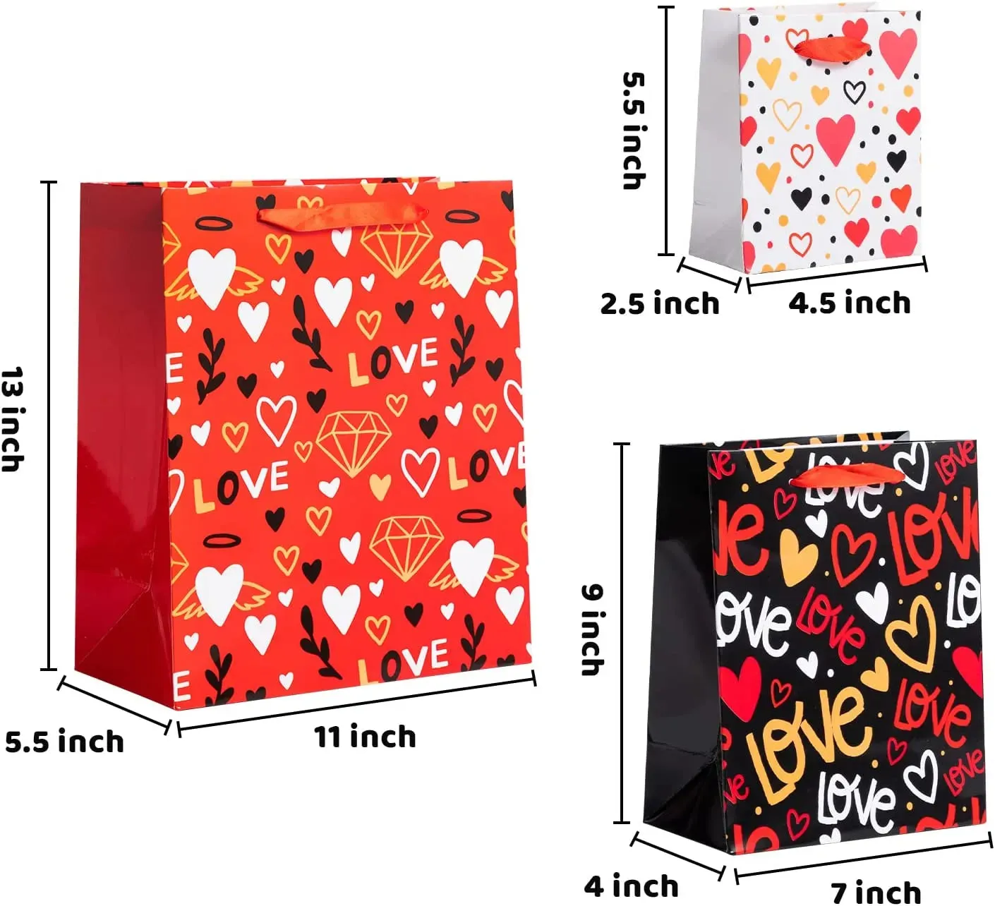 18Pcs Heart Art Paper Gift Bags
