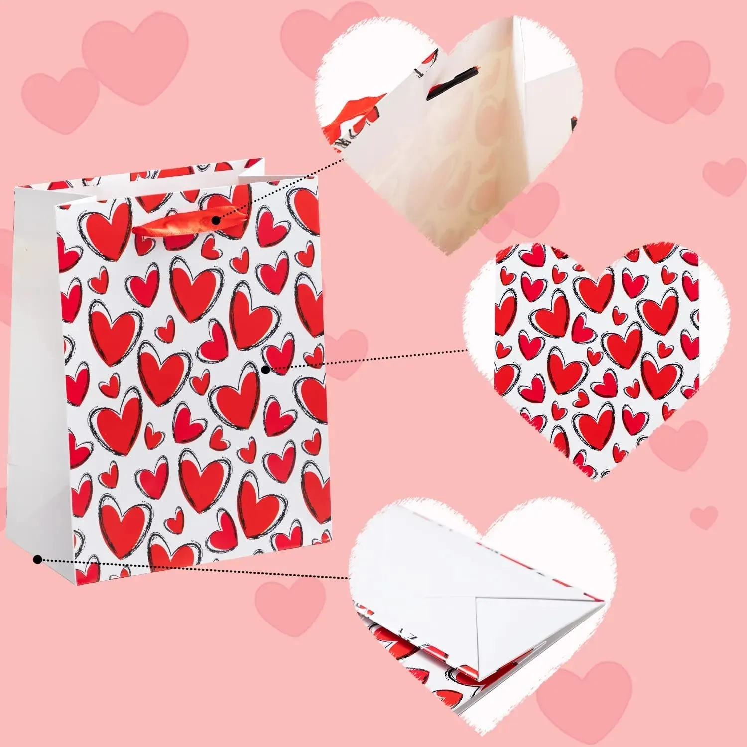 18Pcs Heart Art Paper Gift Bags