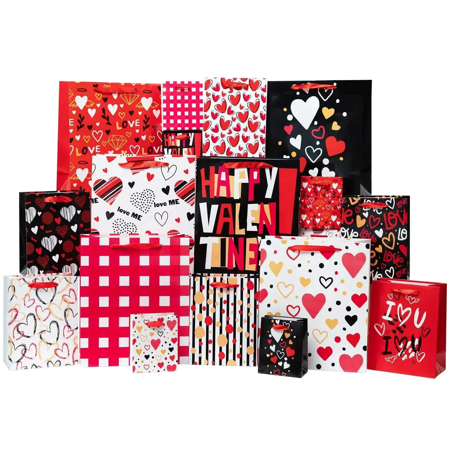 18Pcs Heart Art Paper Gift Bags