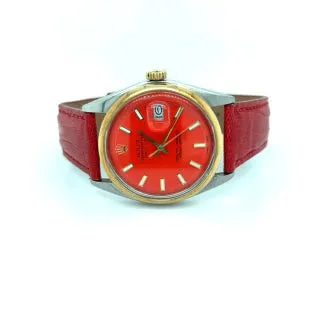 1970 Rolex Datejust 36 Buckley Dial on Glossy Orange Alligator Strap