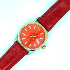 1970 Rolex Datejust 36 Buckley Dial on Glossy Orange Alligator Strap