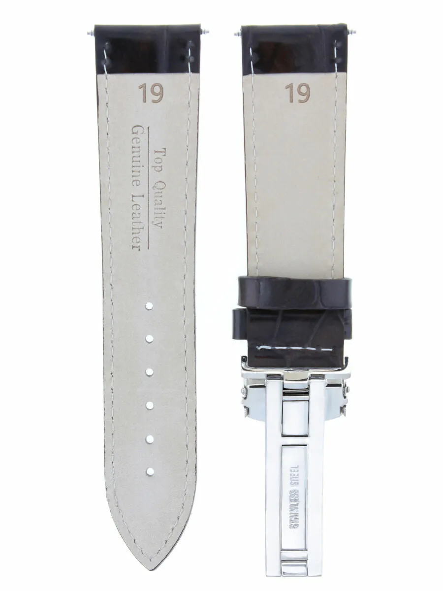 19MM LEATHER WATCH BAND STRAP DEPLOYMENT CLASP BUCKLE FOR BREITLING WATCH BROWN