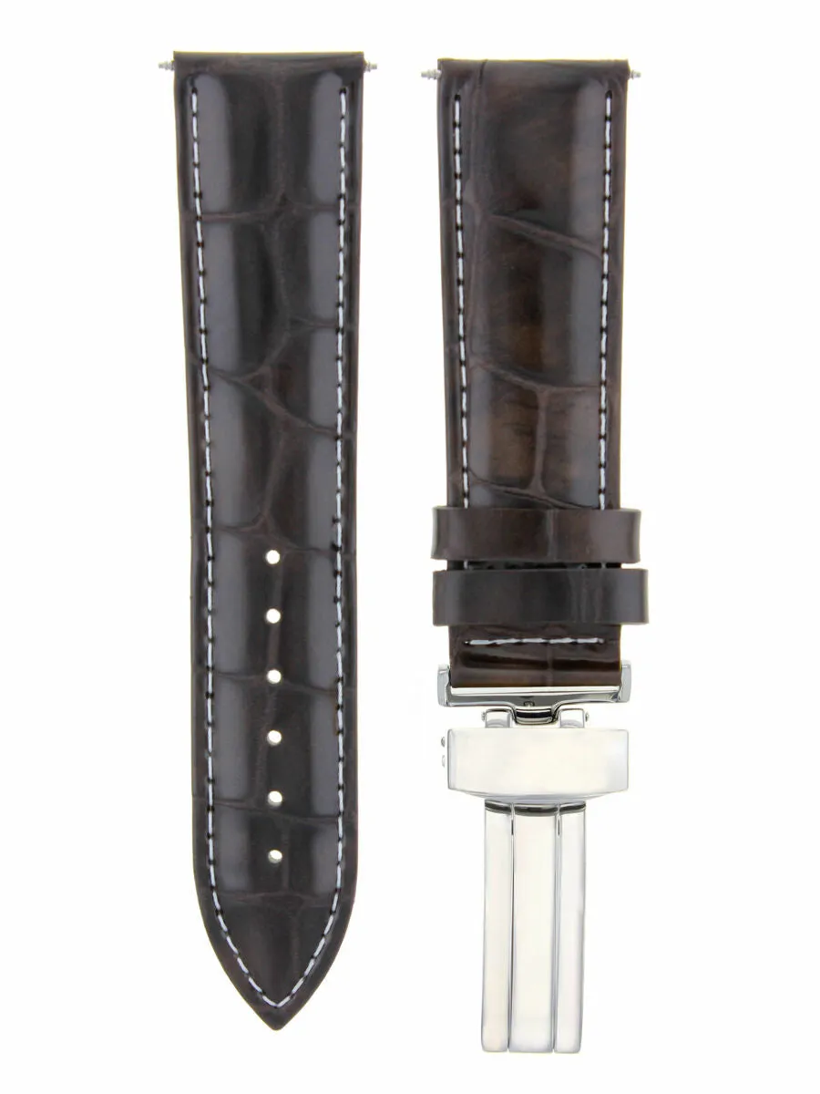 19MM LEATHER WATCH BAND STRAP DEPLOYMENT CLASP BUCKLE FOR BREITLING WATCH BROWN