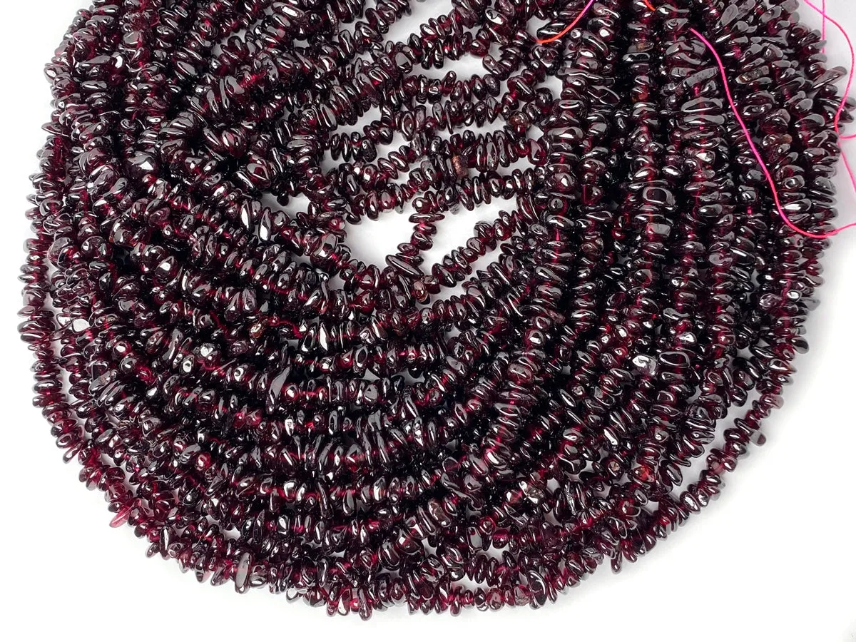 32" AA 5x10mm Natural red Garnet stone chips beads, nice polish