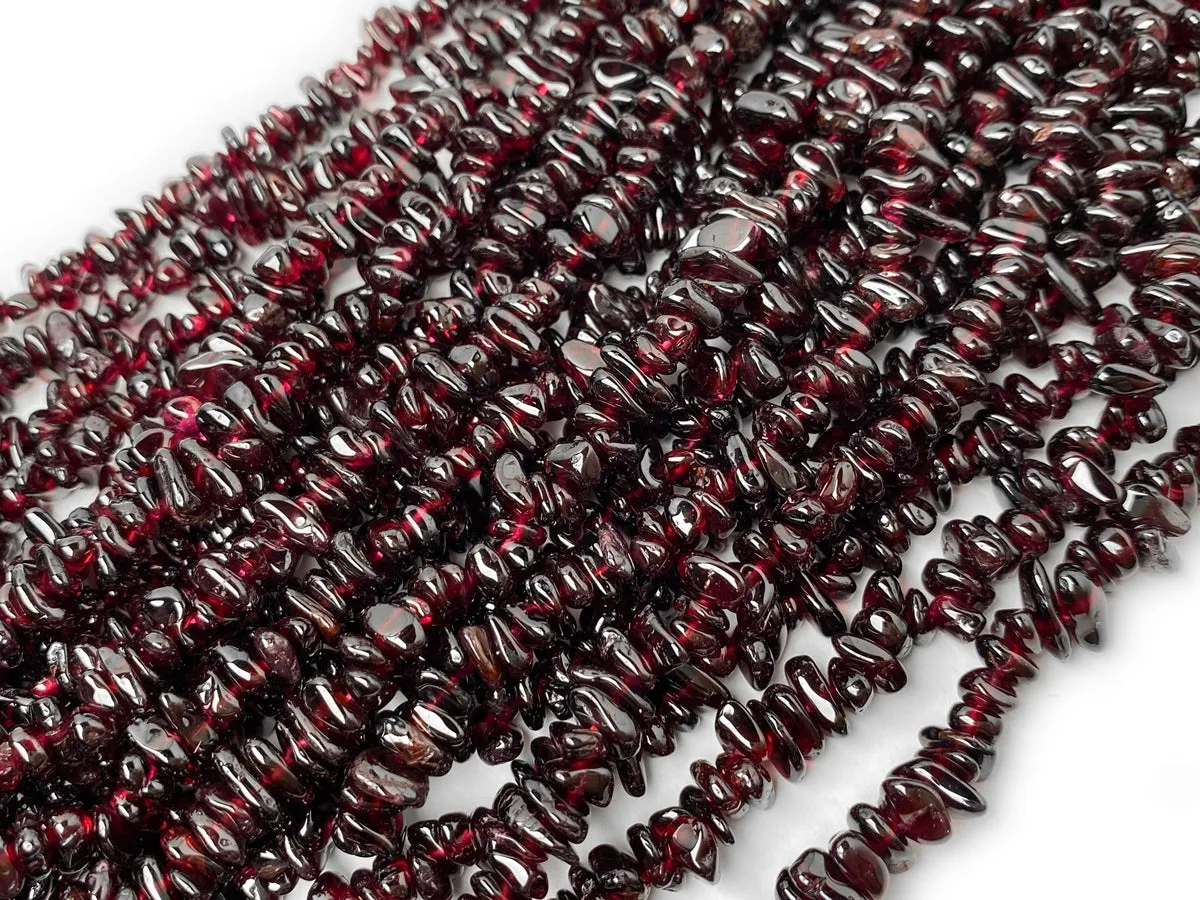 32" AA 5x10mm Natural red Garnet stone chips beads, nice polish