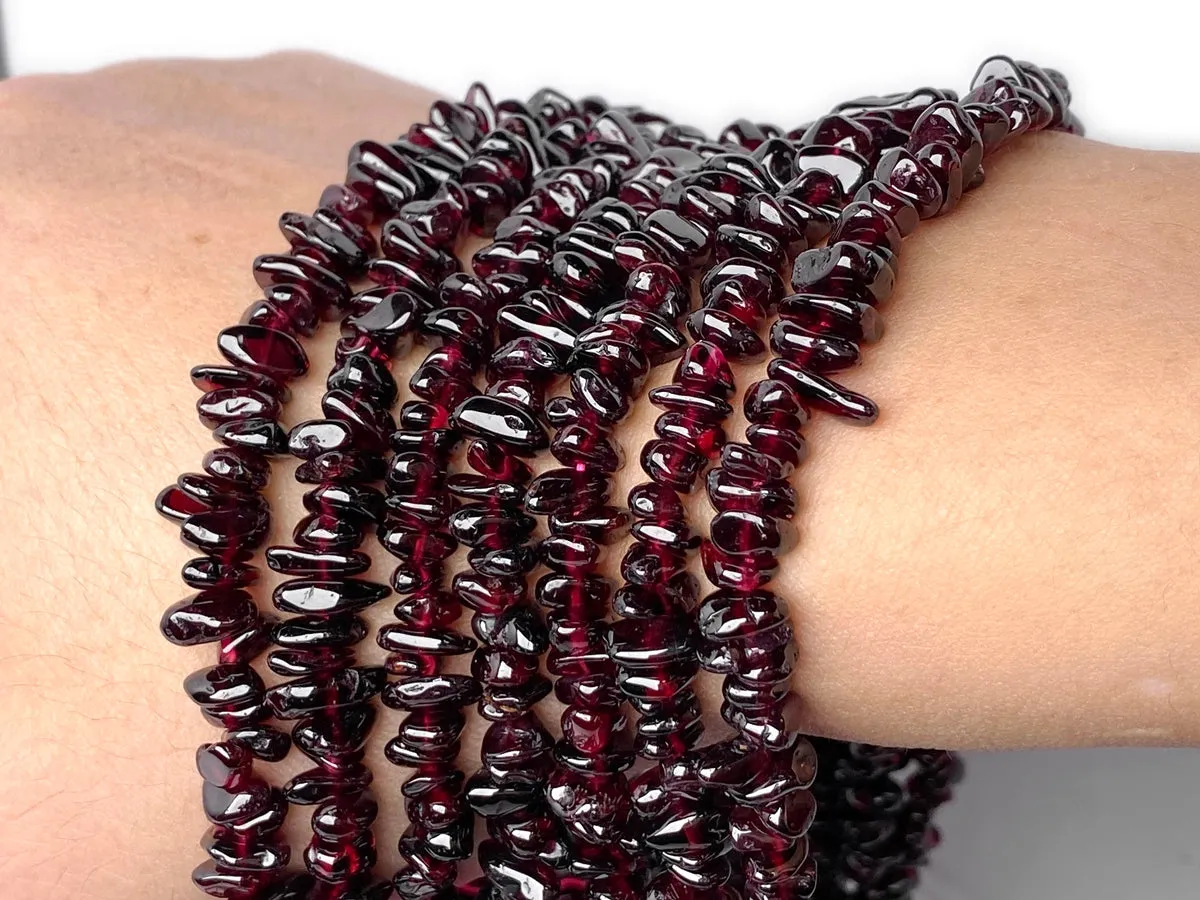 32" AA 5x10mm Natural red Garnet stone chips beads, nice polish
