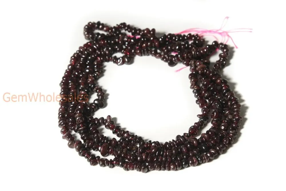 32" Garnet 5x10mm chips , Red garnet small chips gemstone