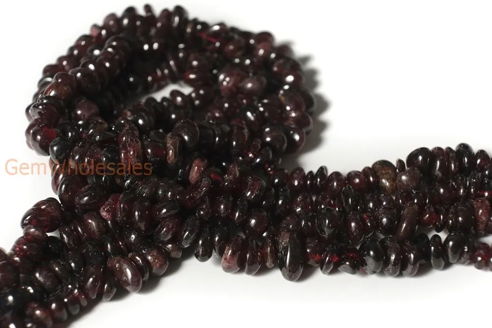 32" Garnet 5x10mm chips , Red garnet small chips gemstone