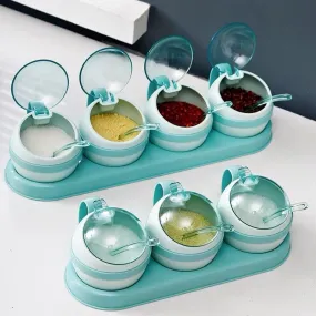 3/4pcs set Nordic Seasoning Box Set Kitchen Salt Sugar Storage Boxes Holder Plastic Spice Jar Condiment Cruet Home Kitchen Tools