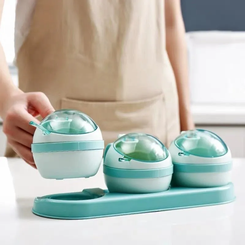 3/4pcs set Nordic Seasoning Box Set Kitchen Salt Sugar Storage Boxes Holder Plastic Spice Jar Condiment Cruet Home Kitchen Tools
