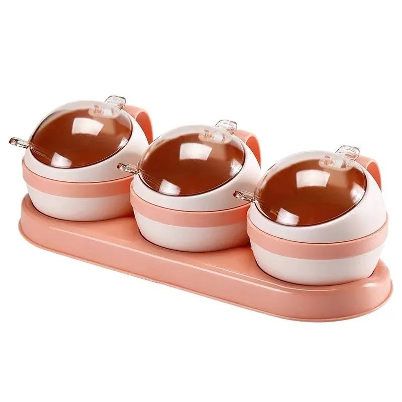 3/4pcs set Nordic Seasoning Box Set Kitchen Salt Sugar Storage Boxes Holder Plastic Spice Jar Condiment Cruet Home Kitchen Tools