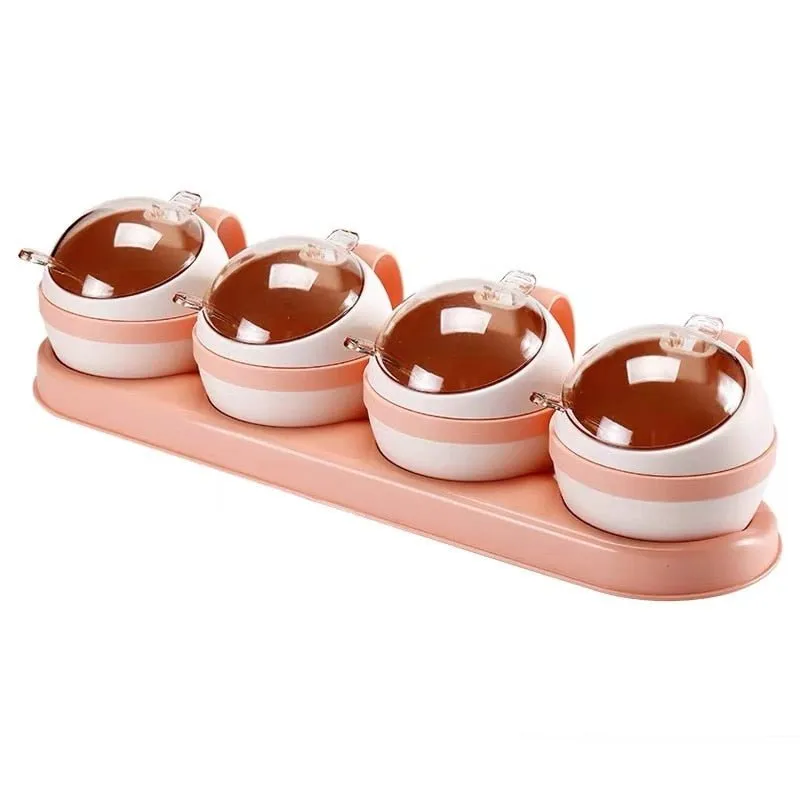 3/4pcs set Nordic Seasoning Box Set Kitchen Salt Sugar Storage Boxes Holder Plastic Spice Jar Condiment Cruet Home Kitchen Tools