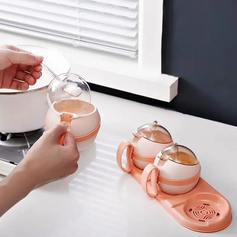 3/4pcs set Nordic Seasoning Box Set Kitchen Salt Sugar Storage Boxes Holder Plastic Spice Jar Condiment Cruet Home Kitchen Tools