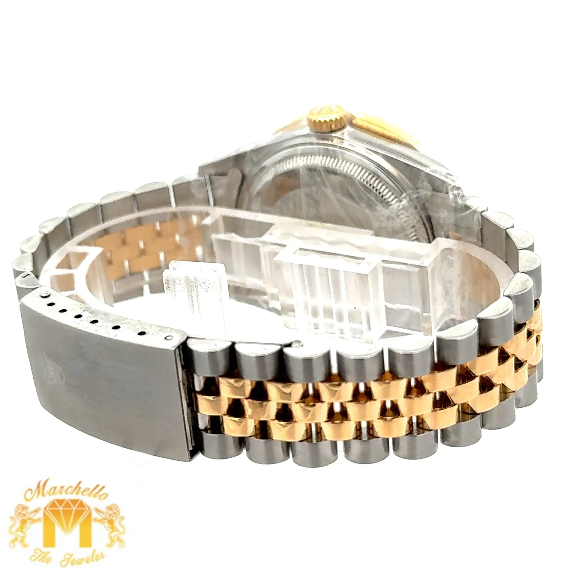 36mm Rolex Diamond Watch with Two-Tone Jubilee Bracelet (Pink mother of pearl diamond dial)