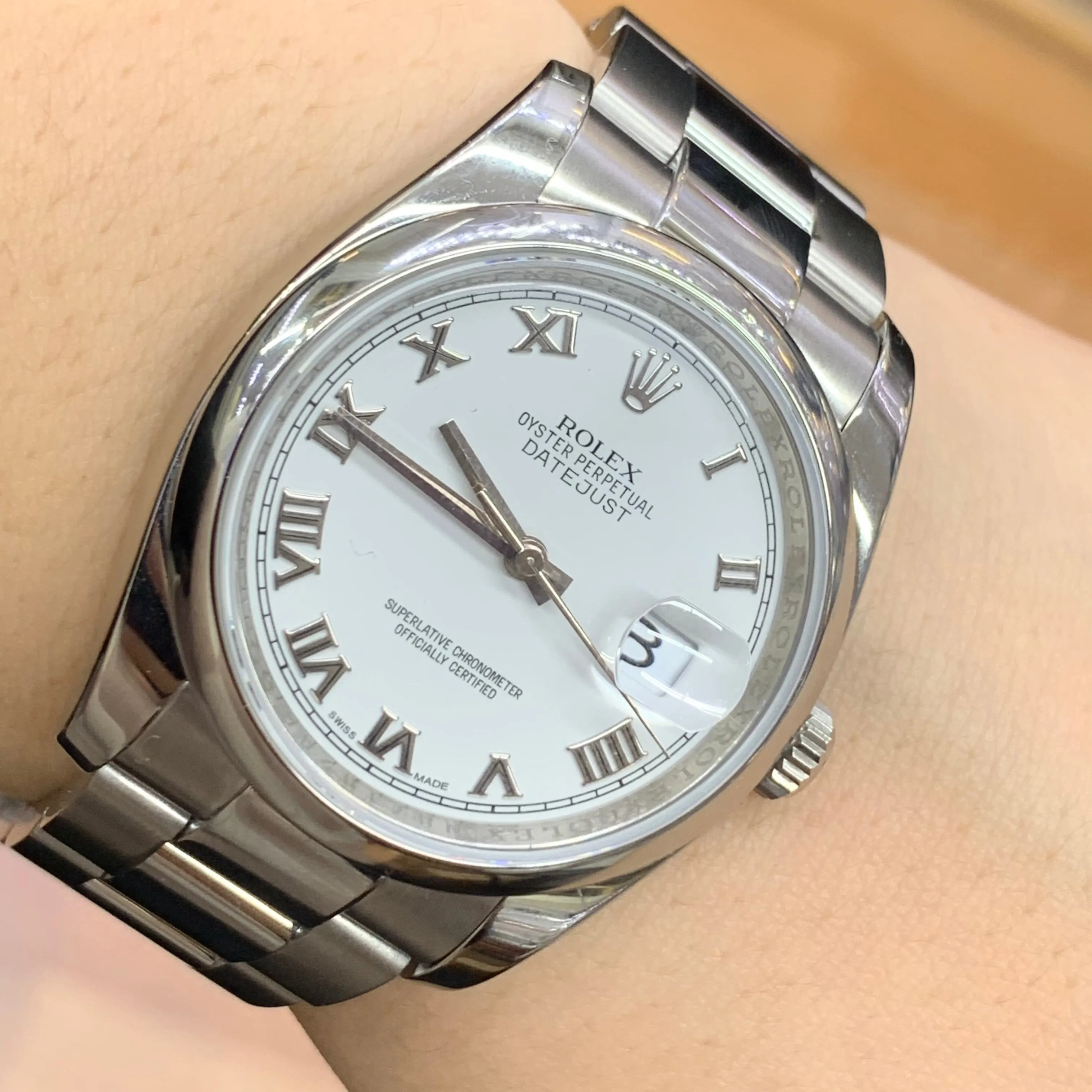 36mm Rolex Watch with Stainless Steel Oyster Bracelet (engraved model, model number: 116200)