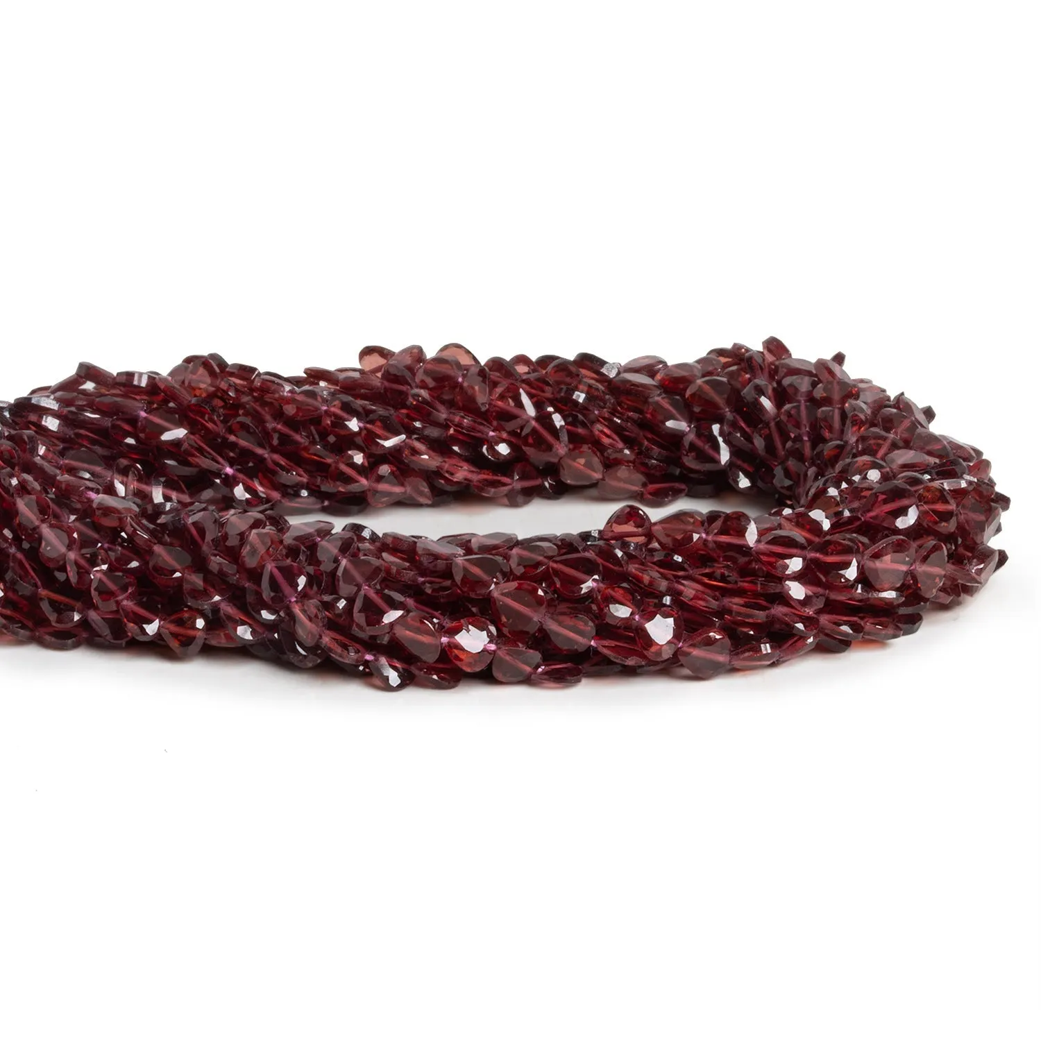 4-5mm Mozambique Garnet Faceted Hearts 12 inch 73 beads